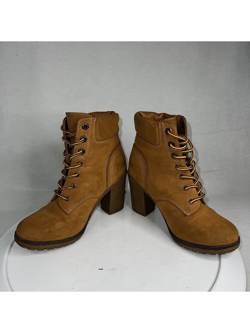 White Mt. Dartford Heeled Boots Sz 6 Women's Tan Lace Up Boots EUC - Picture 7 of 9